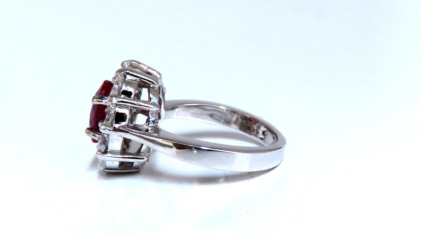 GIA certified 1.59ct No Heat natural ruby diamond ring 14kt classic halo