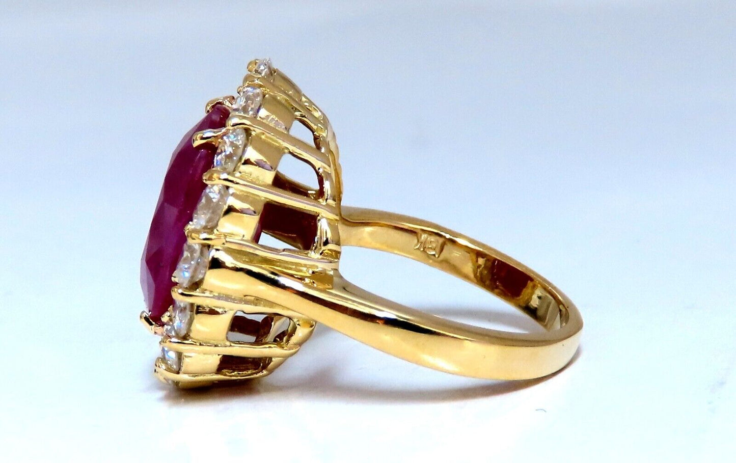 GIA certified 11.90ct natural ruby diamond ring 18kt classic halo