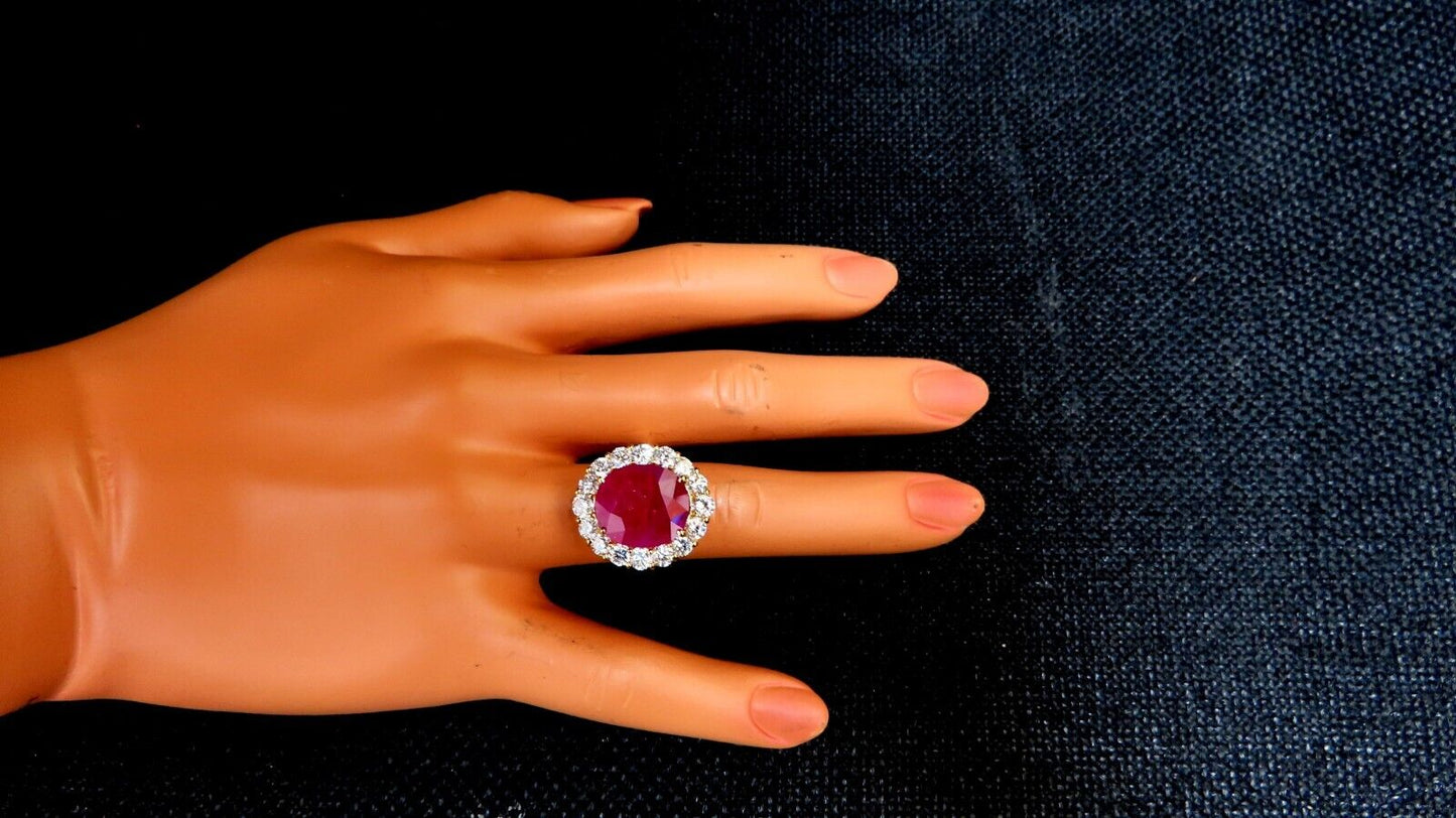 GIA certified 11.90ct natural ruby diamond ring 18kt classic halo
