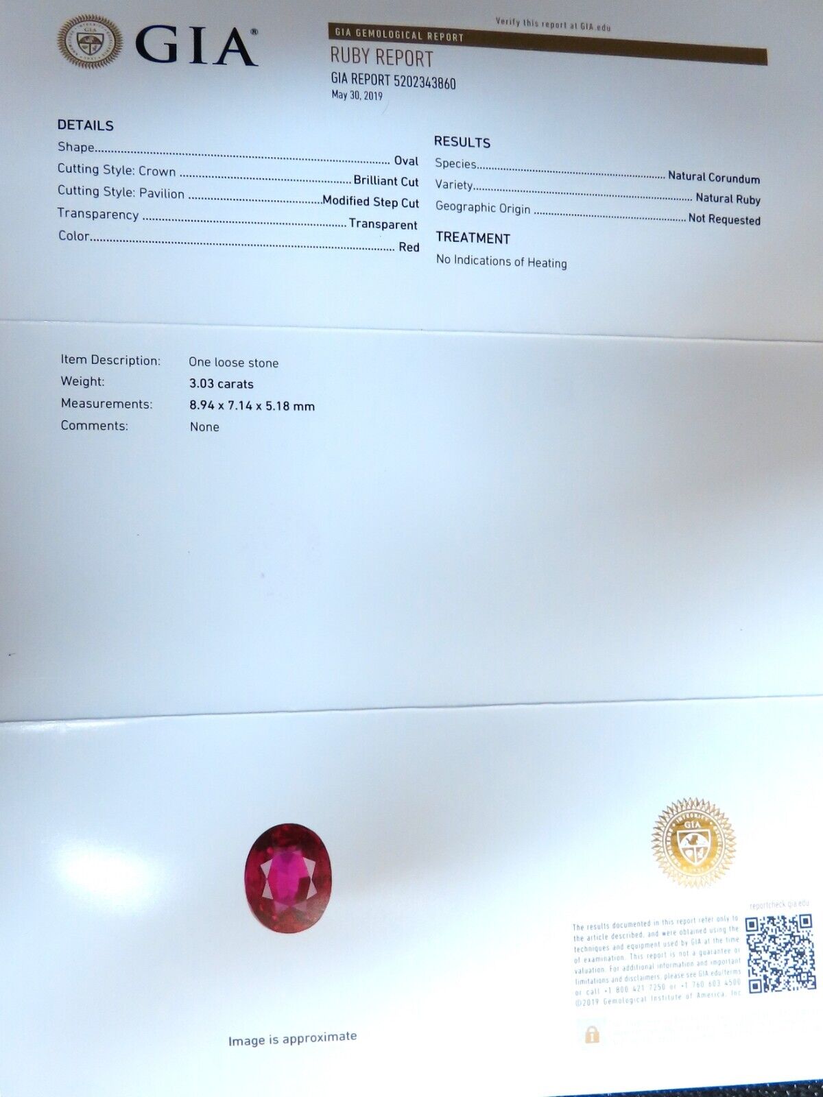GIA certified 3.03ct no heat natural ruby diamond ring 18kt classic halo