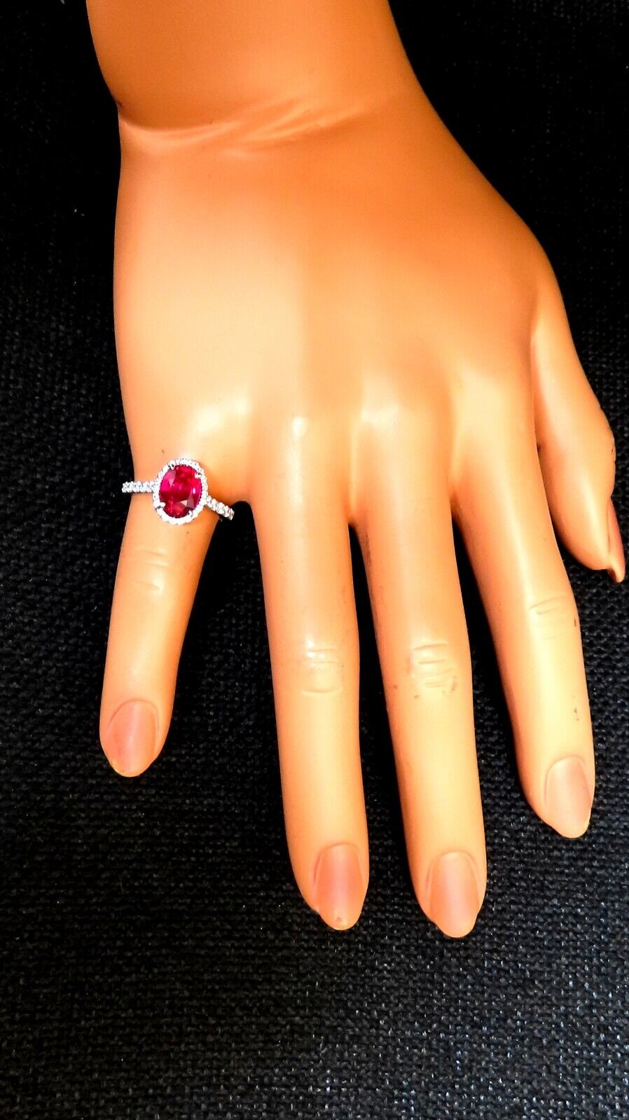GIA certified 3.03ct no heat natural ruby diamond ring 18kt classic halo