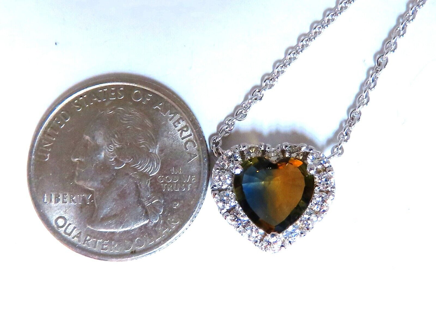 GIA certified 2.23ct Natural No Heat Heart Sapphire Diamonds Necklace 14kt