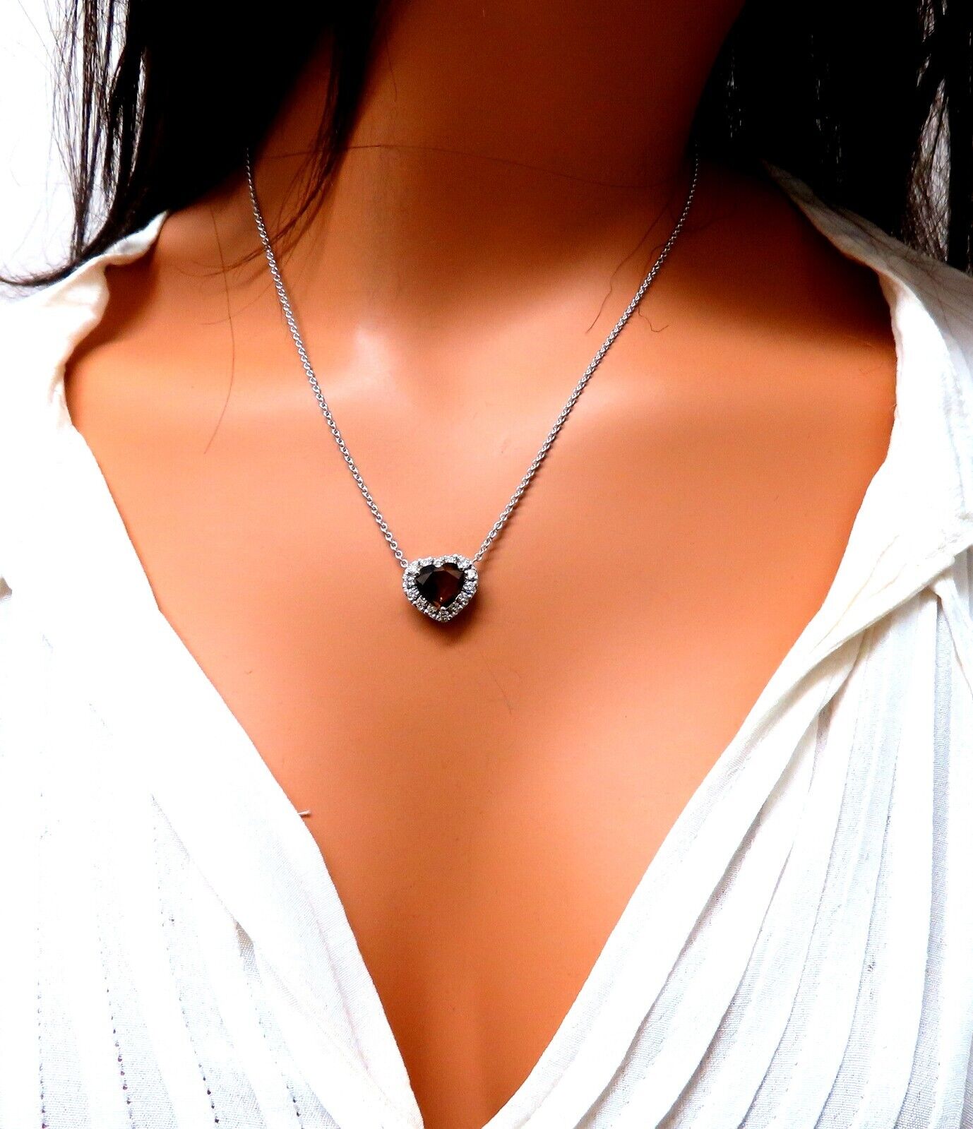 GIA certified 2.23ct Natural No Heat Heart Sapphire Diamonds Necklace 14kt