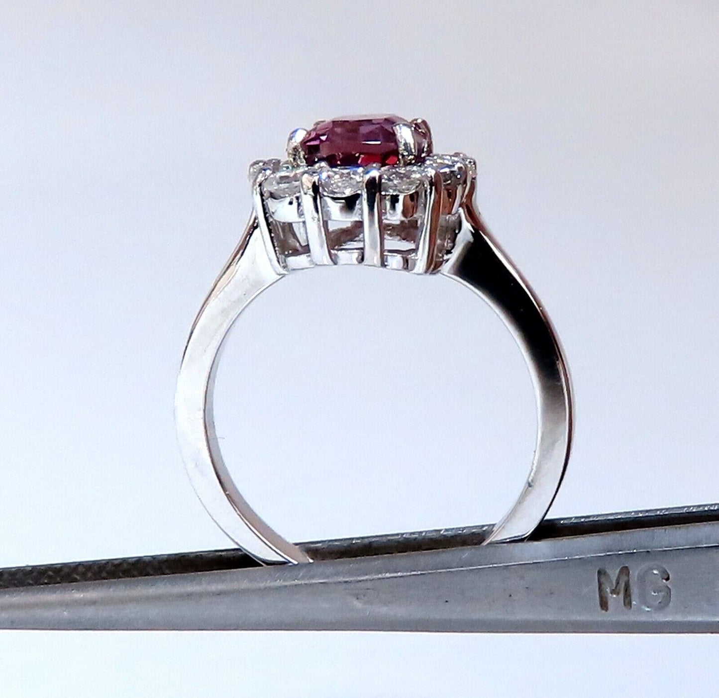 2.26ct GIA Certified Natural Purple Pink Sapphire diamonds ring 14kt