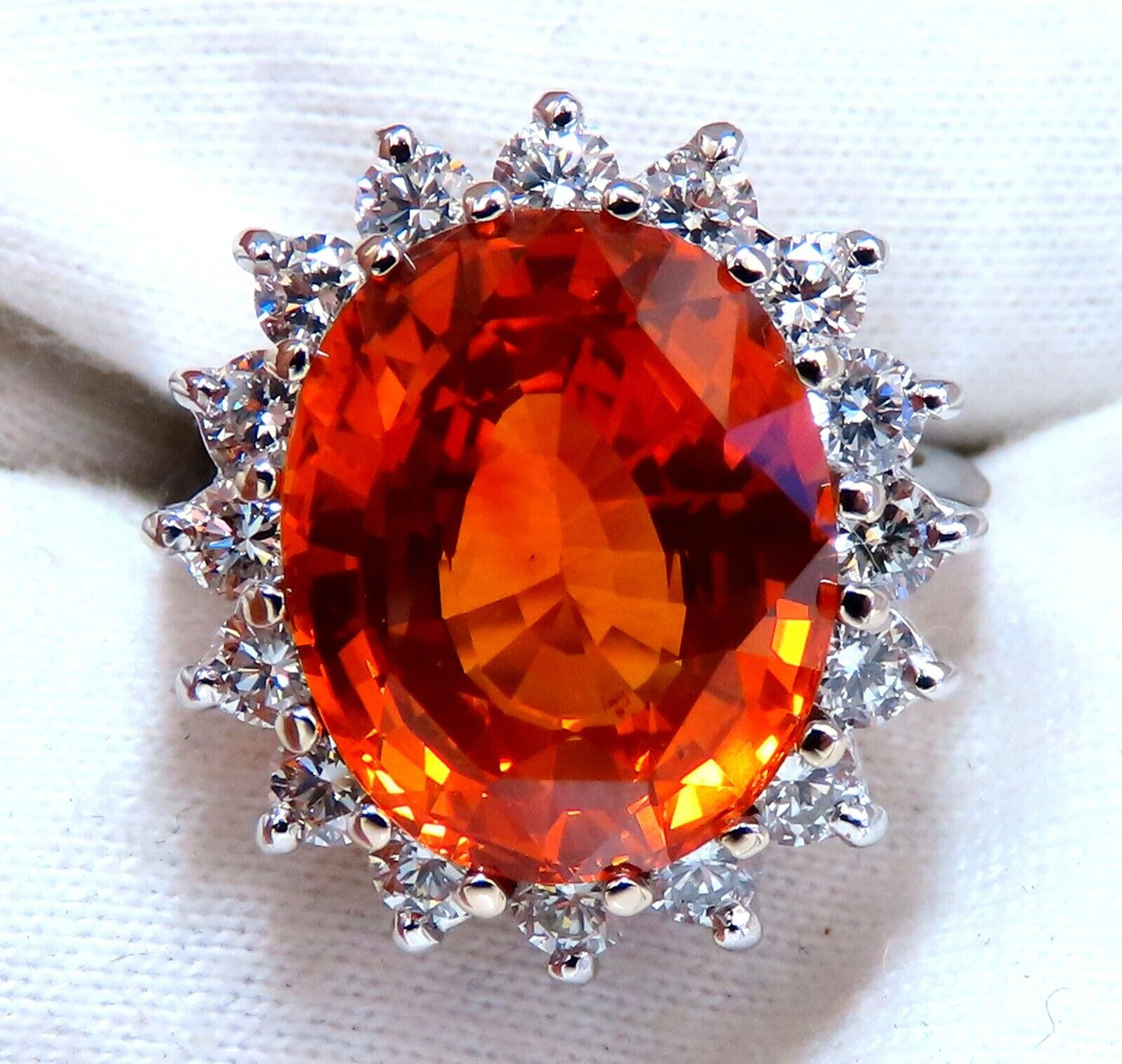 10.13ct GIA Certified Natural Orange Sapphire diamonds ring 14kt