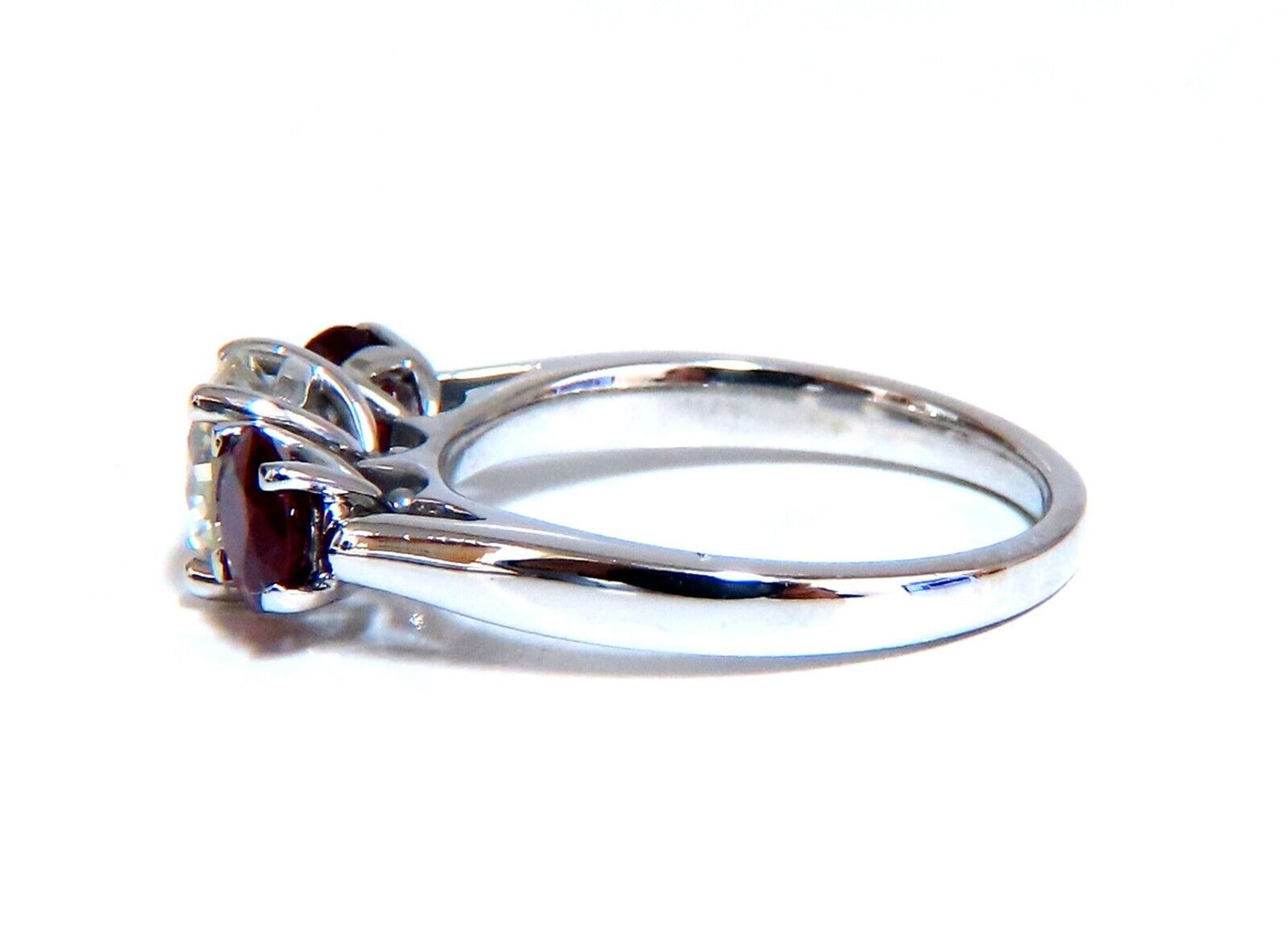 GIA Certified 1.06ct Natural Round Diamond Ruby ring Classic Three Platinum