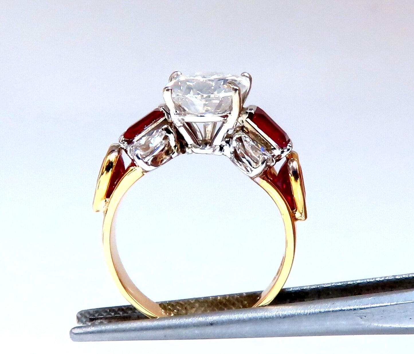 GIA Certified 2.64ct Natural Pear Diamond Ruby ring 14kt