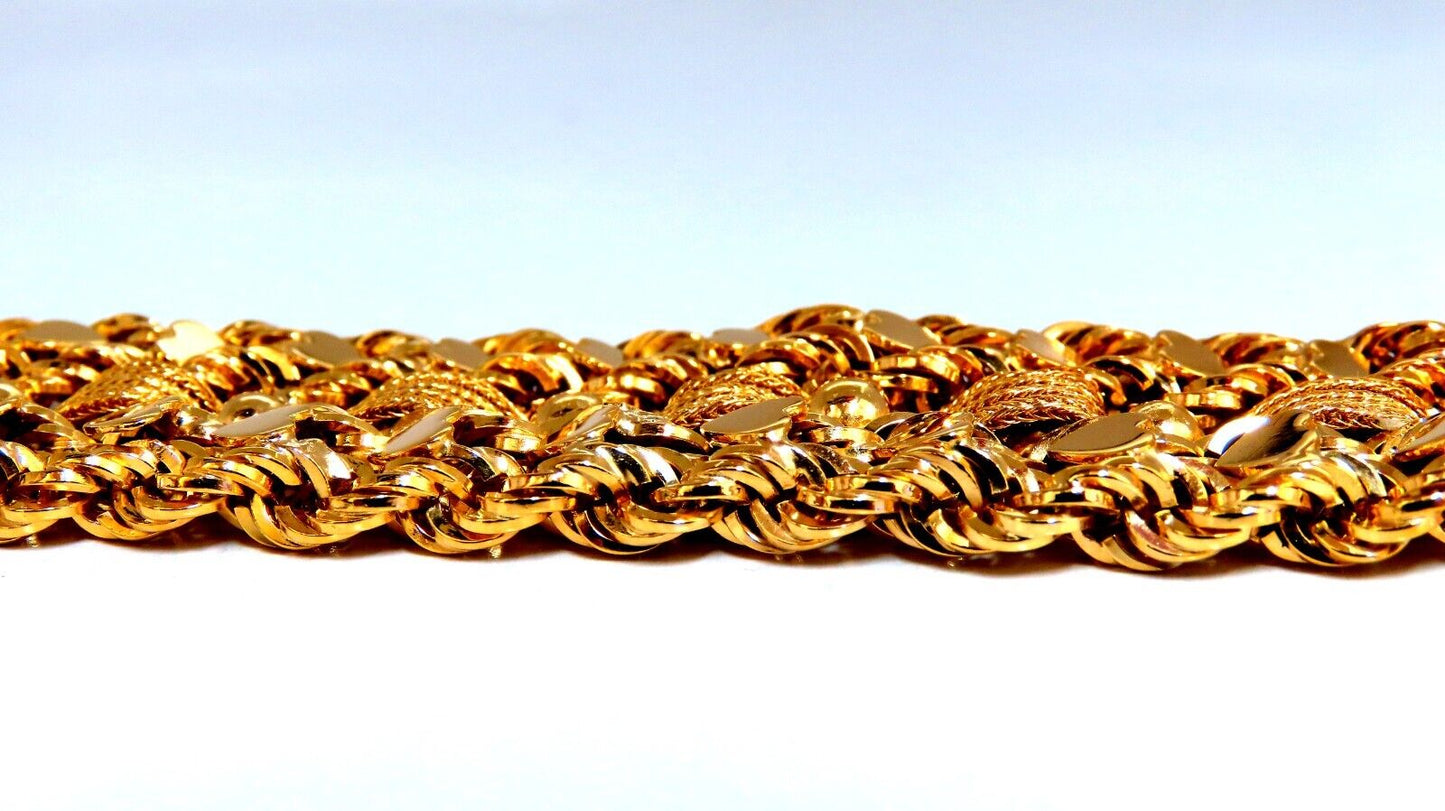 14kt Gold Hearts Rope & Tassel Vintage Hand winded Intricate Bracelet