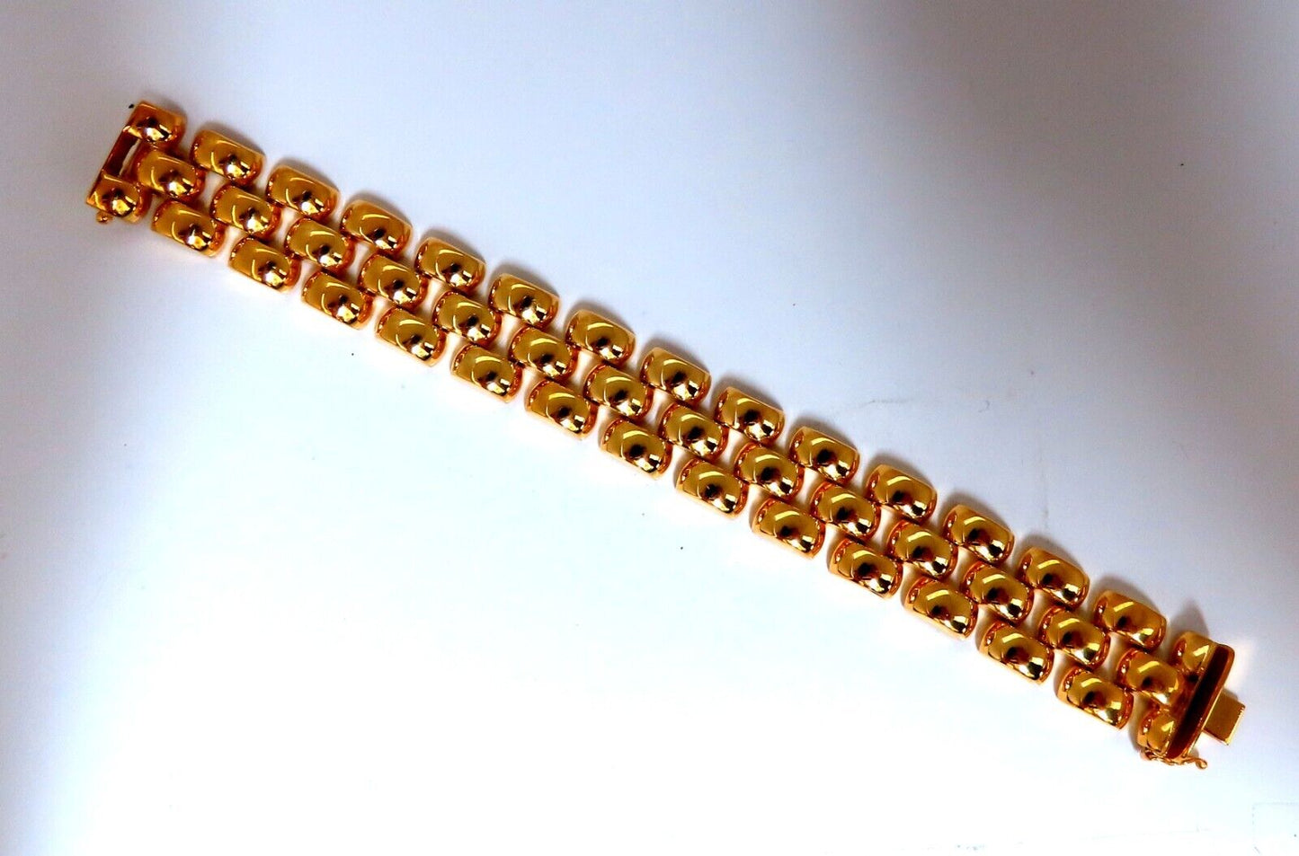 14kt Gold Panther Form Wide Link Gold Bracelet 37.8 Grams 18mm 7 inch