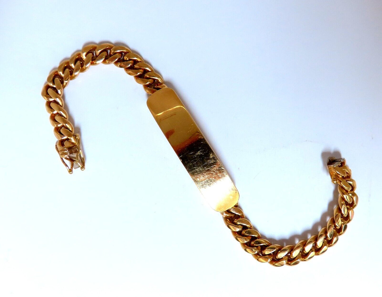 Curb Link ID Tag Bracelet 18kt 8 inch 50.5 Grams
