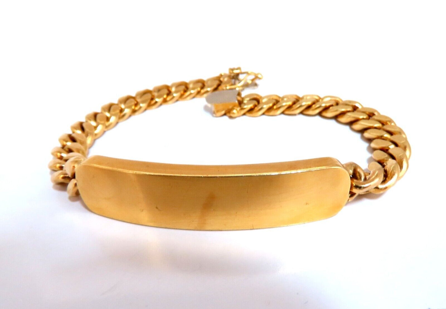 Curb Link ID Tag Bracelet 18kt 8 inch 50.5 Grams