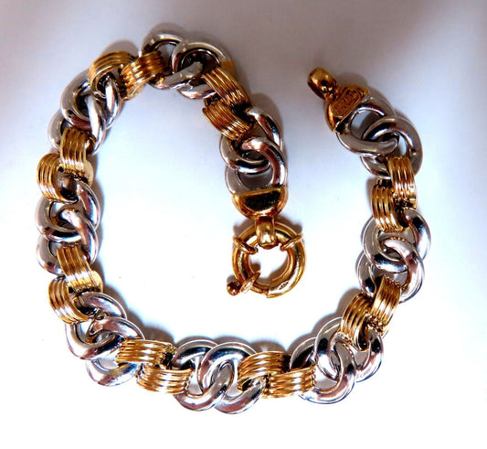 Two Toned Chain Link Loop Bracelet 14kt