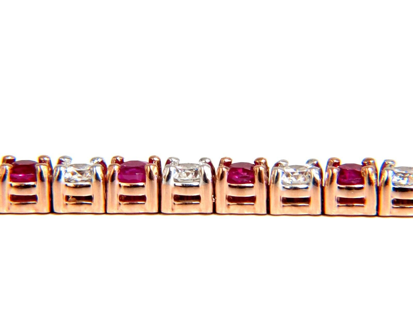 6.51ct vivid red natural ruby diamonds alternating tennis bracelet 14kt 😊