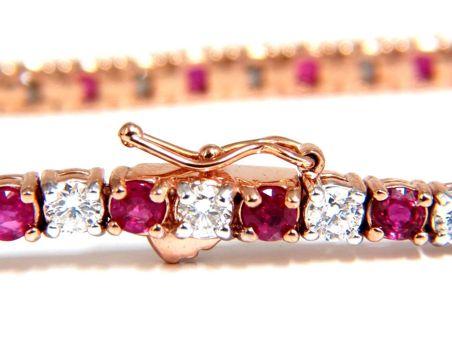 6.51ct vivid red natural ruby diamonds alternating tennis bracelet 14kt 😊