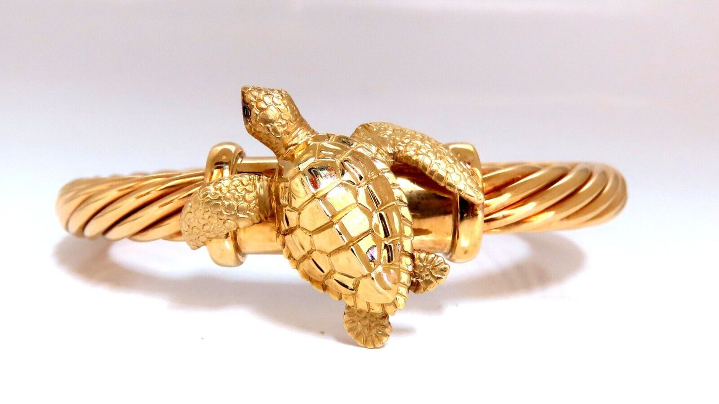 Turtle Candy Cane Twist Bangle 14kt