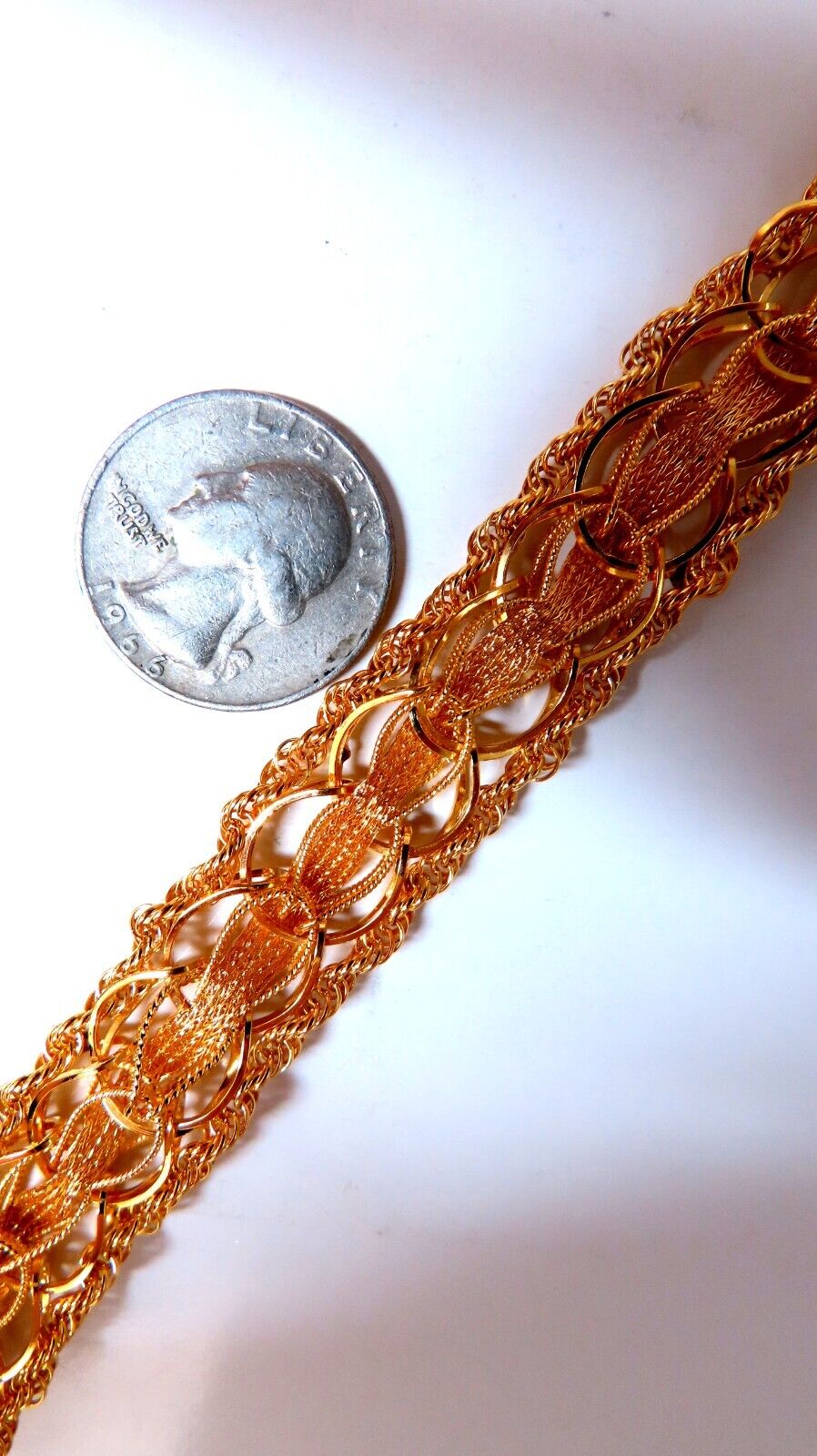 14kt Gold Rope & Tassel Vintage Hand Intricate Bracelet