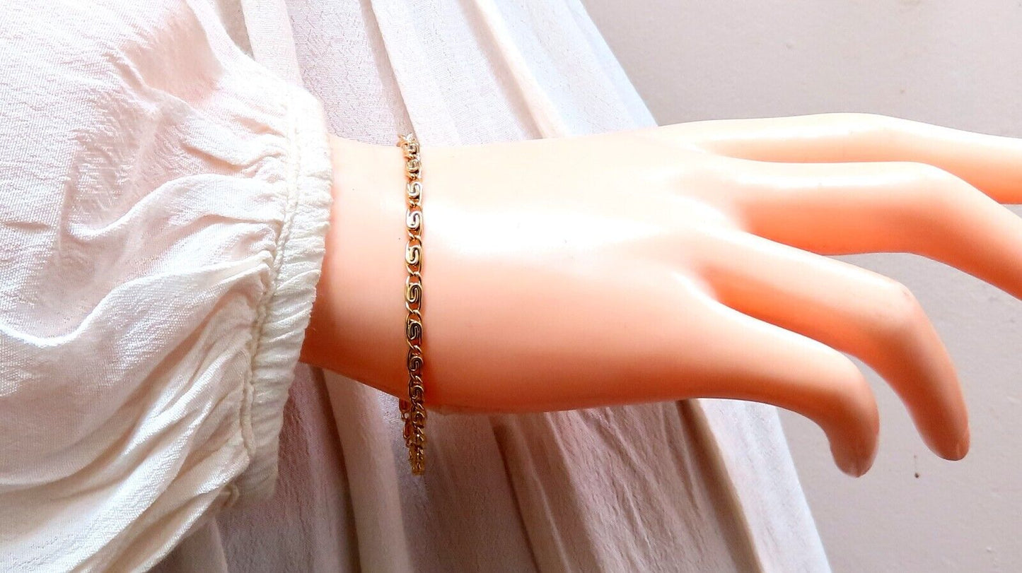 Vintage Paper Mini Clip Link 14kt Gold Bracelet 7 inch