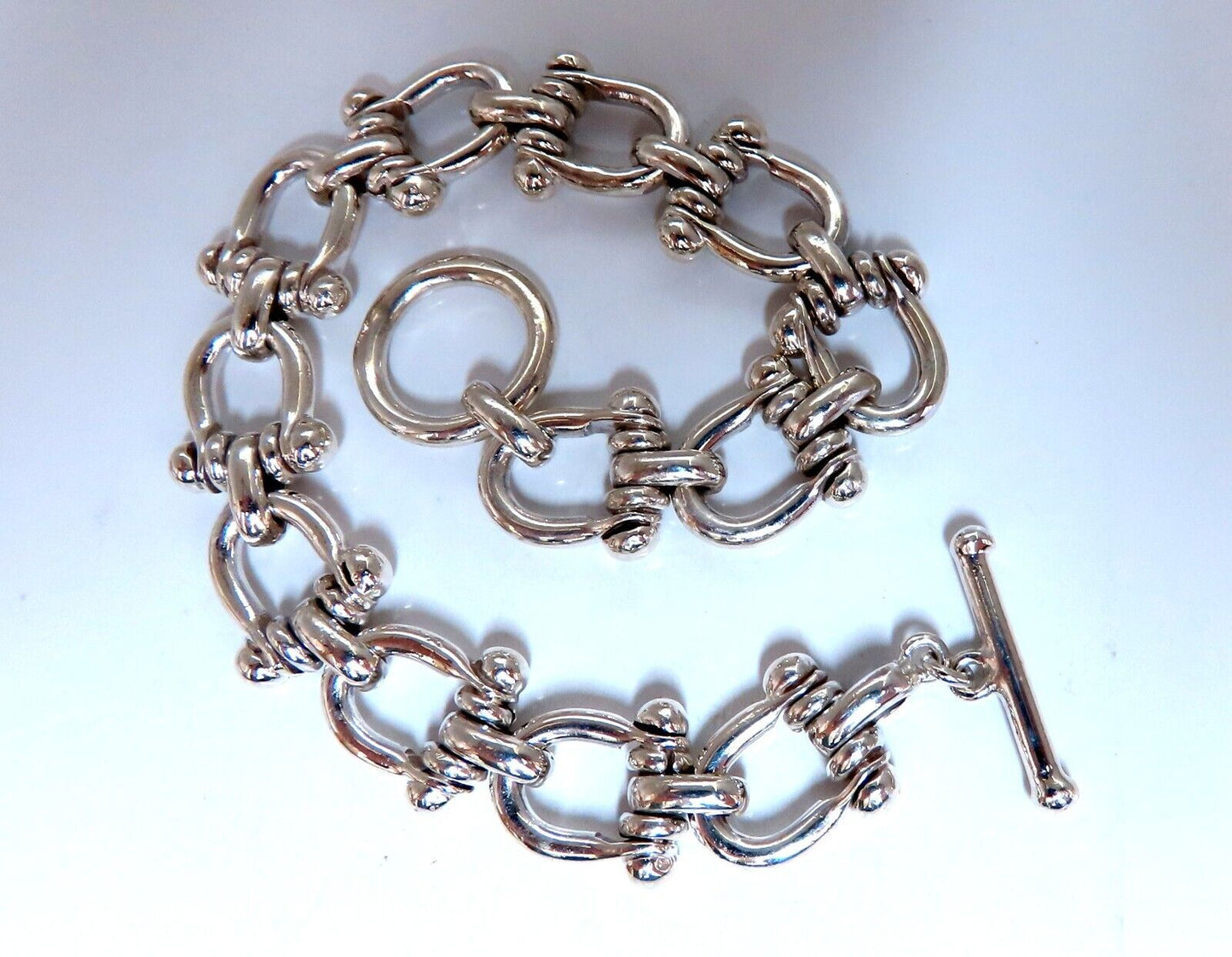 Horse Shoe Buckle Hinge Sterling Silver Toggle Bracelet