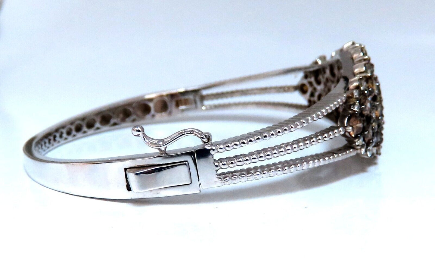 Natural Fancy Brown Diamonds Wide Cluster Bangle Bracelet 14kt