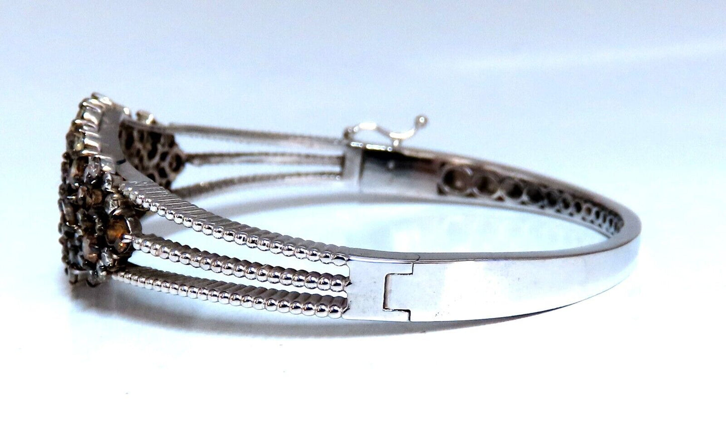 Natural Fancy Brown Diamonds Wide Cluster Bangle Bracelet 14kt