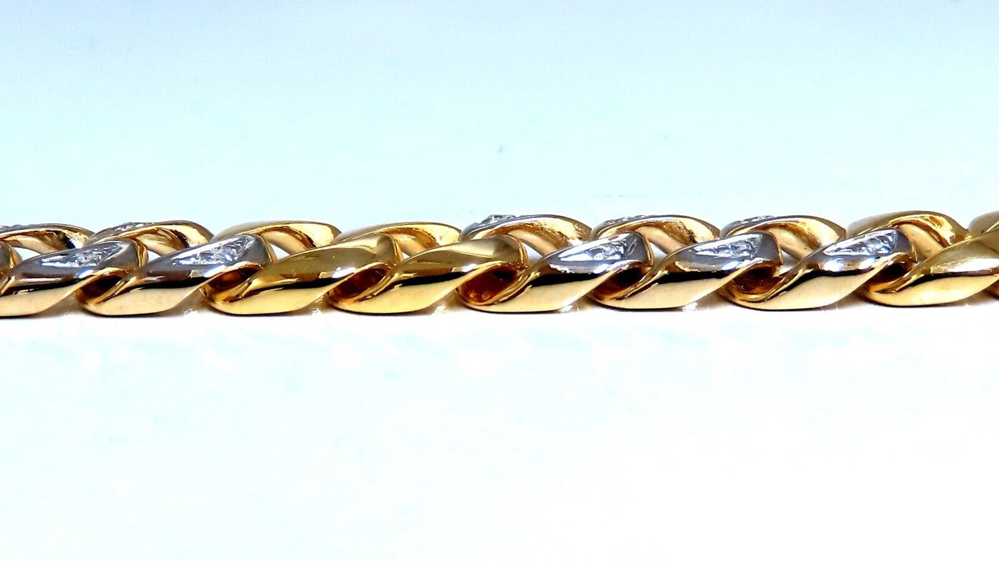 14kt Mens Classic Figaro Bracelet 7.5 inch .22ct diamonds