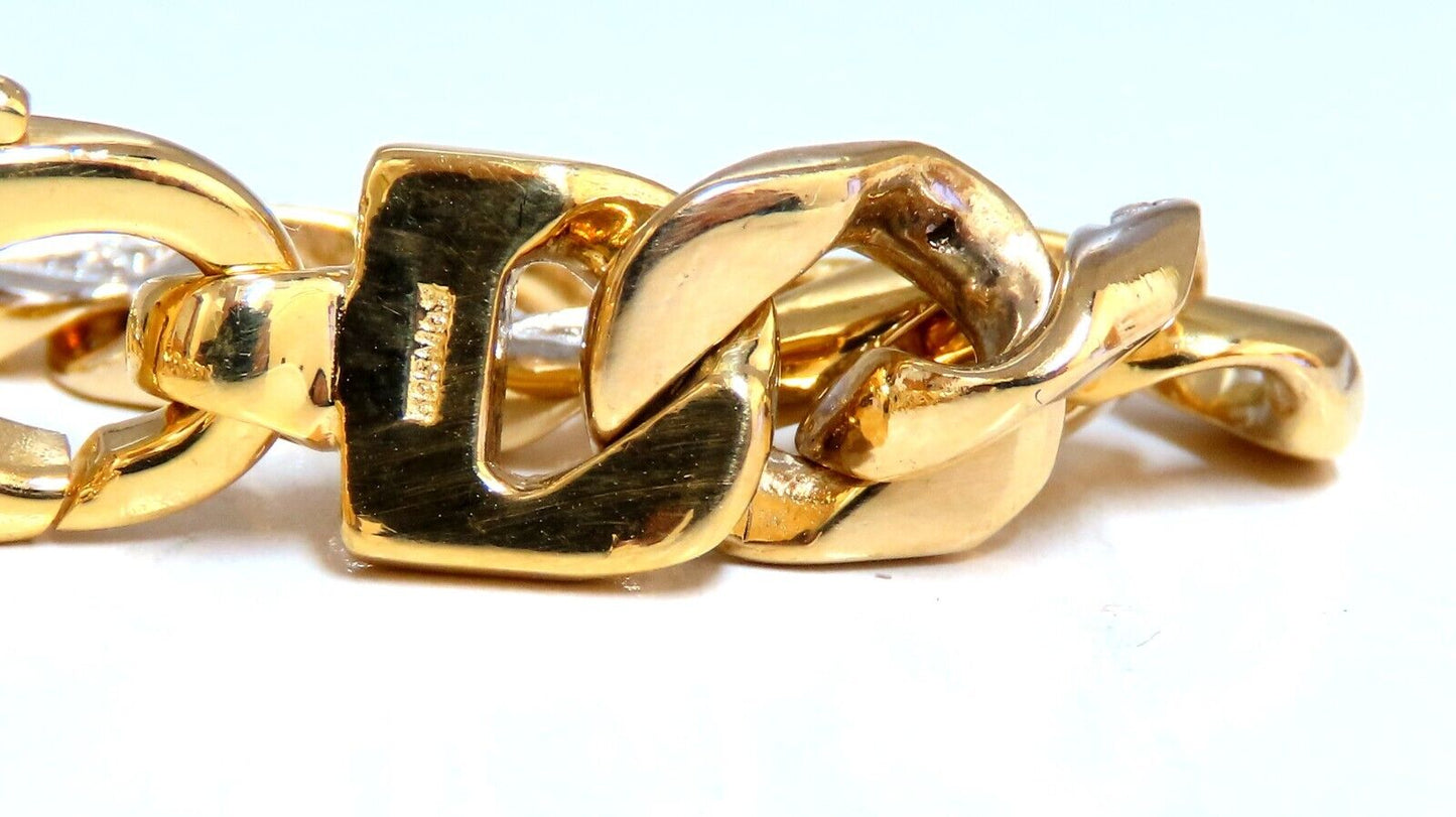 14kt Mens Classic Figaro Bracelet 7.5 inch .22ct diamonds