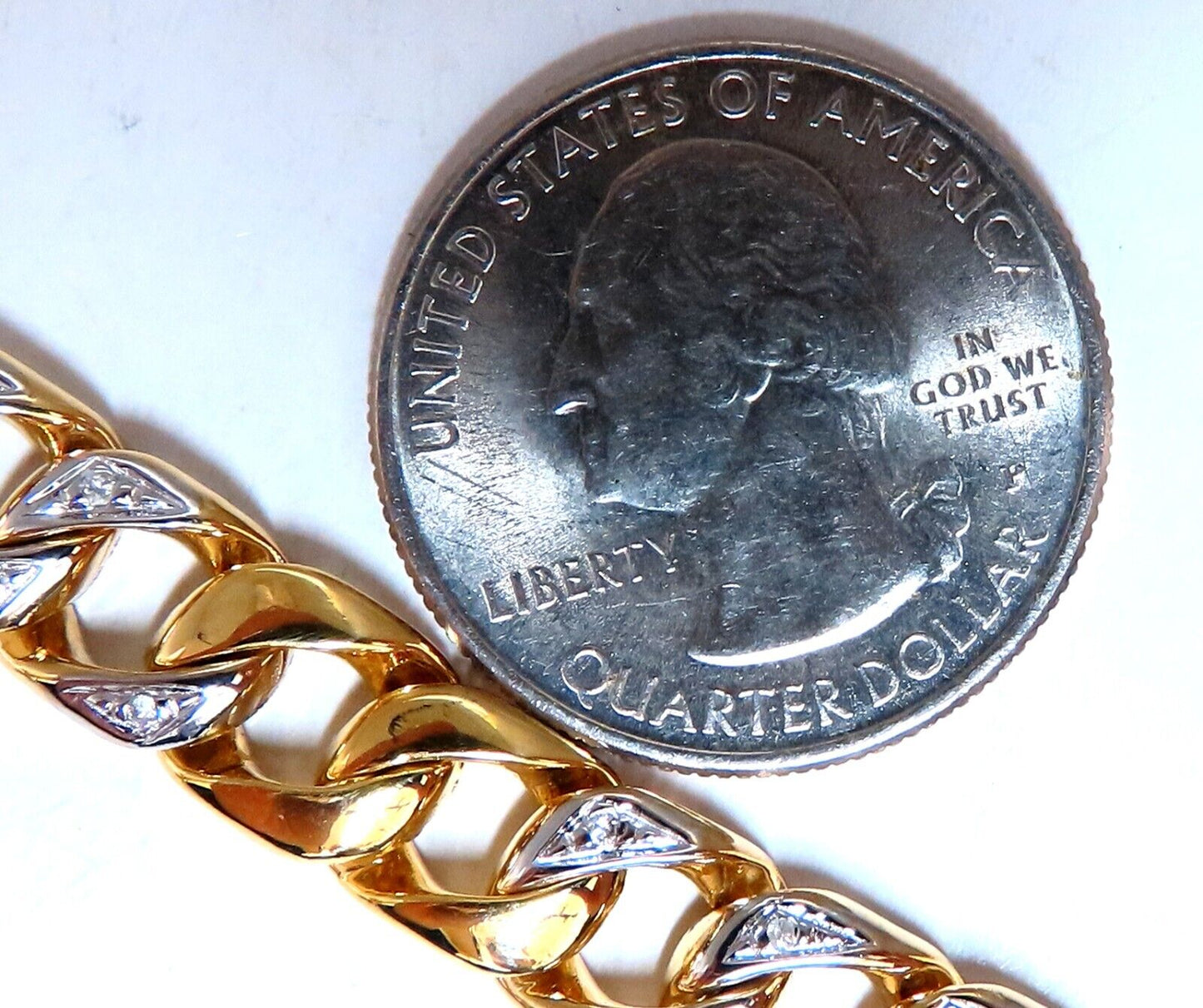 14kt Mens Classic Figaro Bracelet 7.5 inch .22ct diamonds