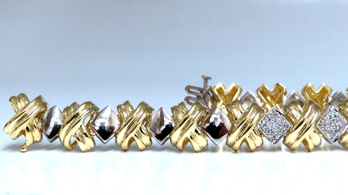 .86ct Natural Diamonds Bracelet 14kt Gold X link