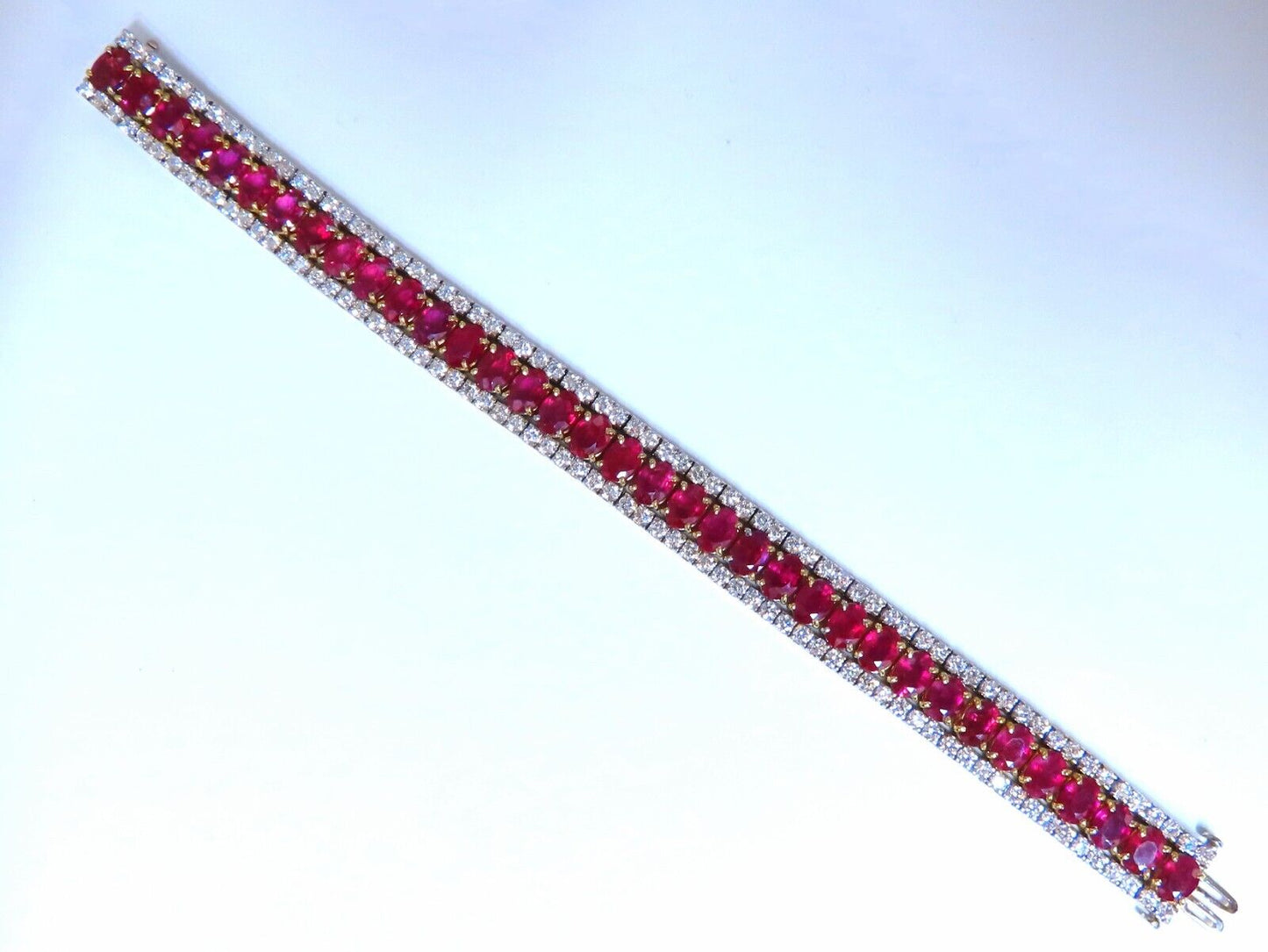 54.78ct Natural Ruby Diamonds Tennis Bracelet 14kt