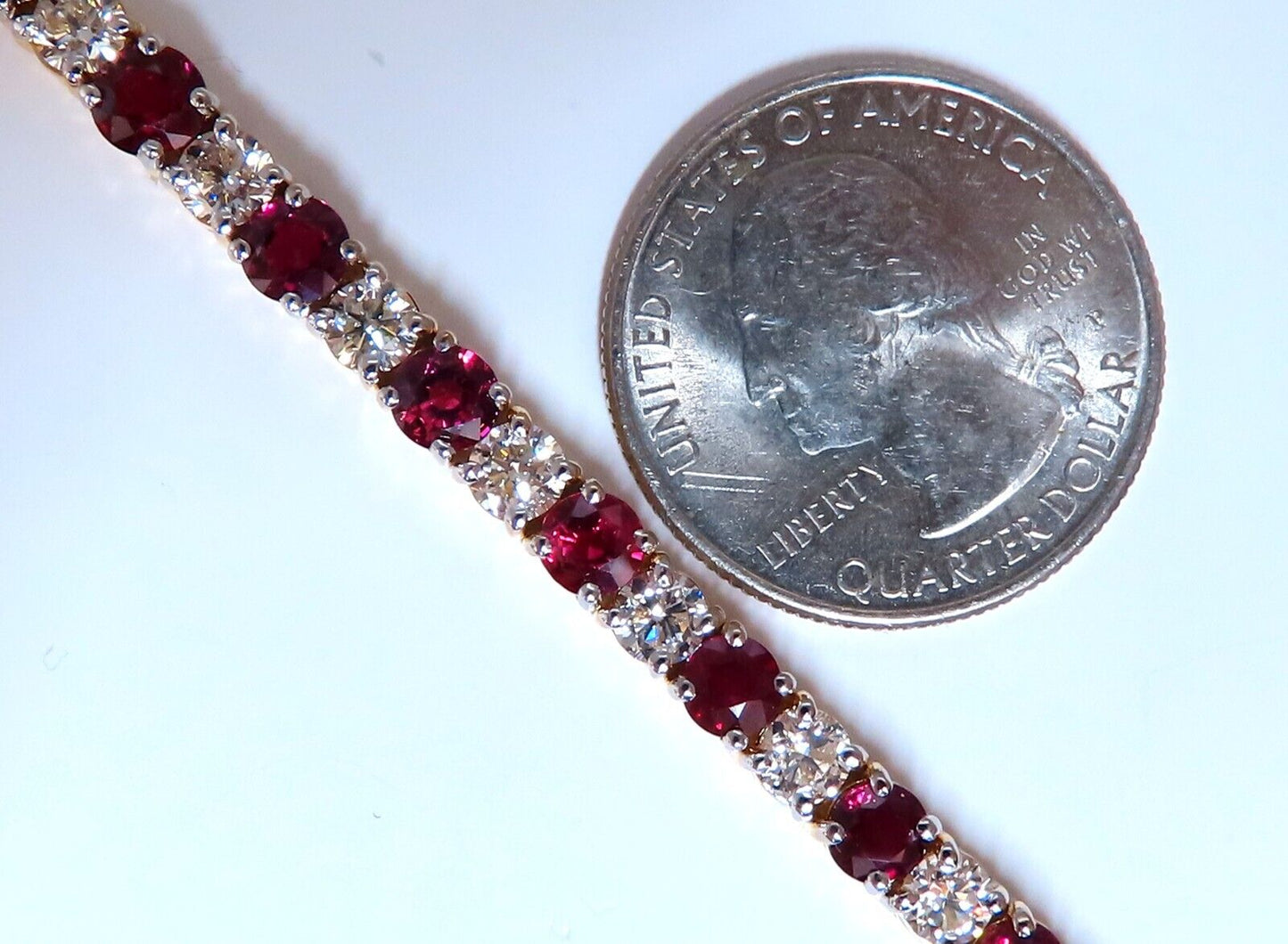 14.05ct Natural Ruby Diamonds Alternating Tennis Bracelet 14kt Gold Classic