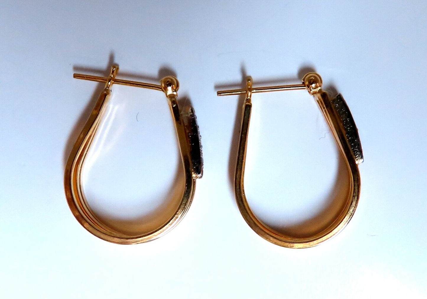 .06ct Natural Diamond Earrings 14kt Gold Semi Hoop