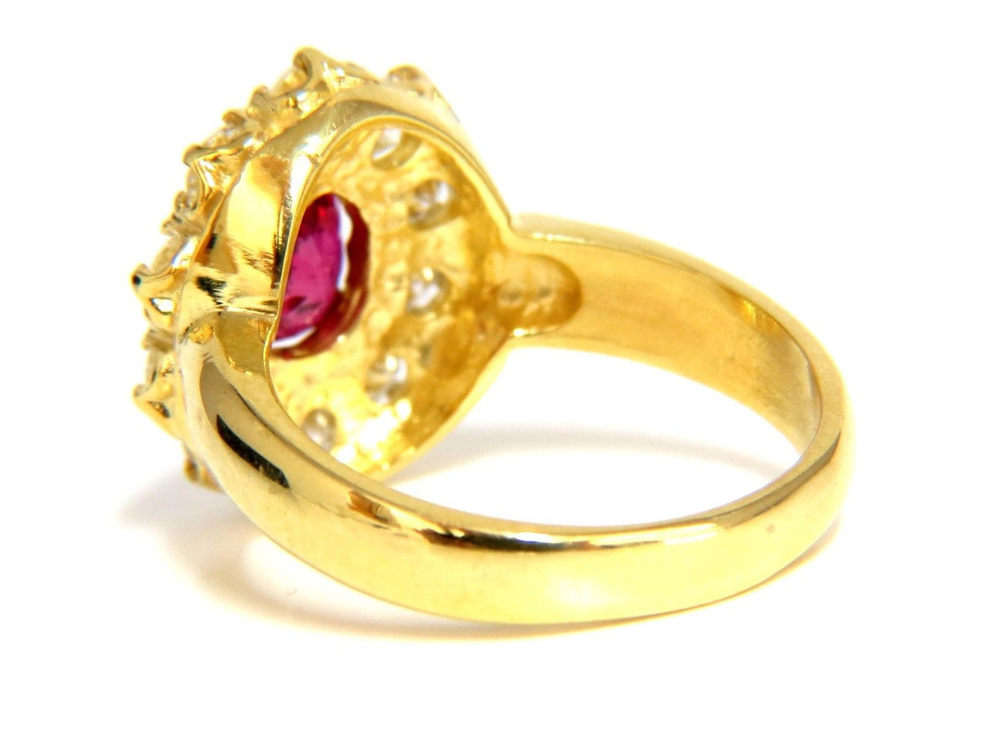 GIA 2.30CT NATURAL RED NO HEAT RUBY DIAMONDS RING 18KT UNHEATED CLUSTER
