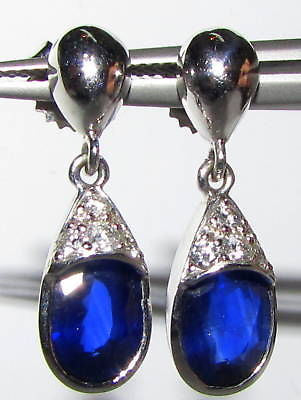 4.36CT NATURAL DIAMOND SAPPHIRE DANGLE EARRINGS 14KT