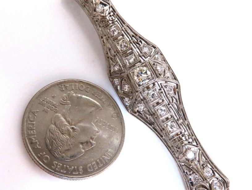 1.30ct Natural Diamonds Platinum Pin Edwardian Deco Vintage Platinum 12310