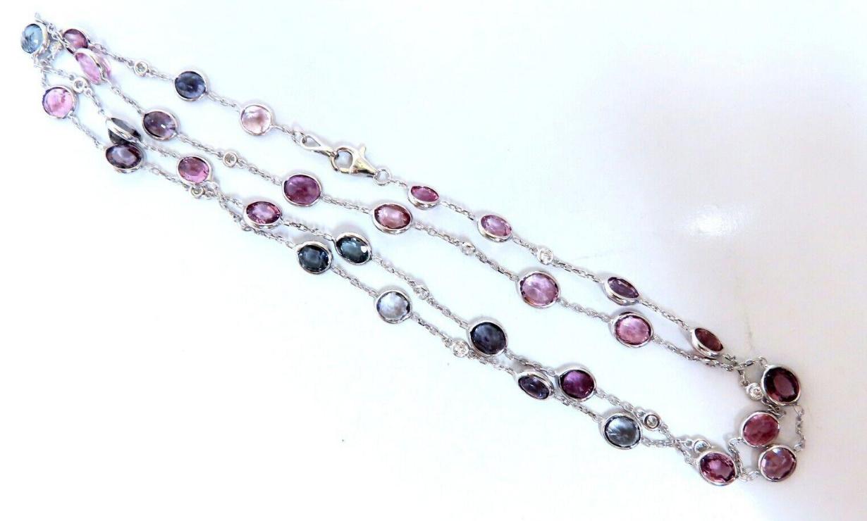 25.10ct multi-colored natural spinel diamonds yard necklace 14kt gold Ref 12307