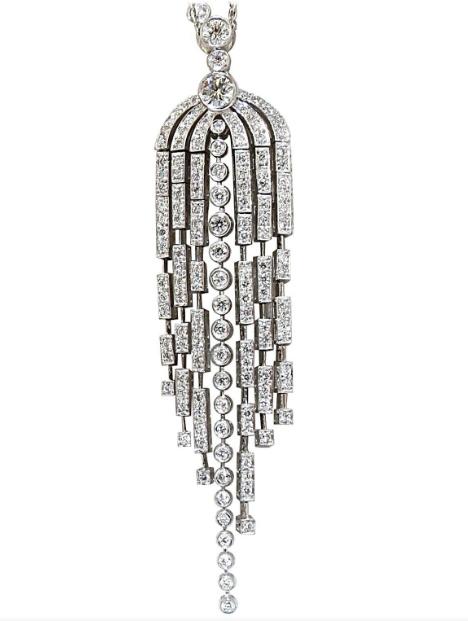 Diamonds Dangling Chandelier 3.50ct Pendant Station Necklace 18kt Ref 12318