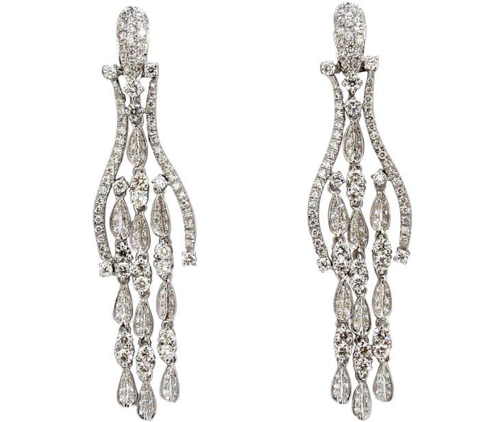 6.00ct natural diamonds modern dangle petal chandelier earrings 18kt Ref 12321