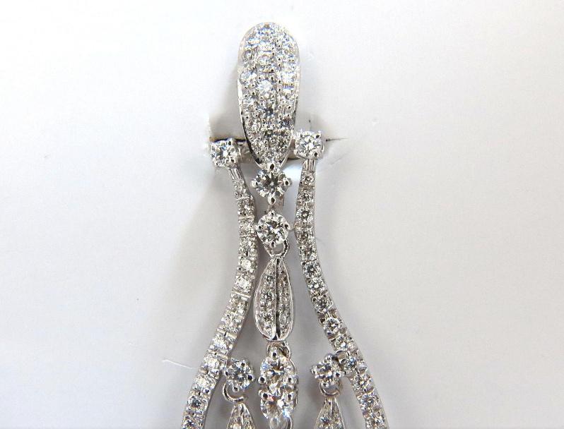 6.00ct natural diamonds modern dangle petal chandelier earrings 18kt Ref 12321