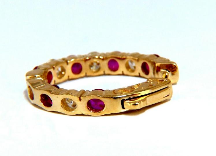 4.90ct Natural Ruby Diamonds Elongated Hoop Earrings 14kt Gold Ref 12335