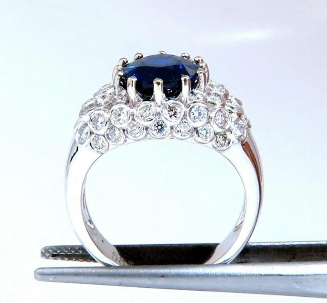 GRS Certified 4.05ct Natural No Heat Blue Sapphire Diamonds Ring 14kt #12341