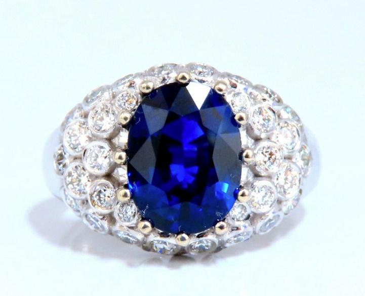 GRS Certified 4.05ct Natural No Heat Blue Sapphire Diamonds Ring 14kt #12341