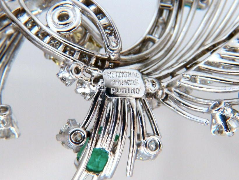 Platinum Estate Natural GIA Certified Fancy Diamond Emerald Pin Ref 12343