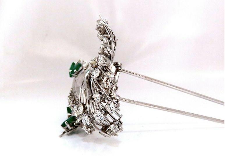 Platinum Estate Natural GIA Certified Fancy Diamond Emerald Pin Ref 12343