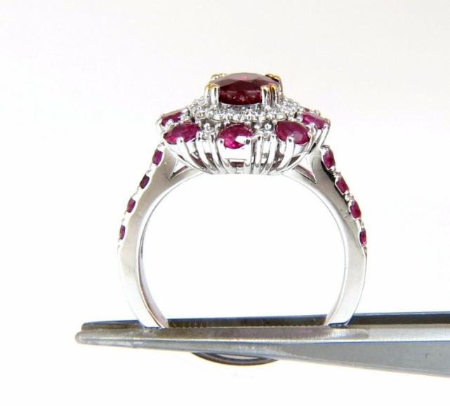 GIA Certified 2.92 Carat Natural Ruby Diamond Ring 14kt Cluster #12346