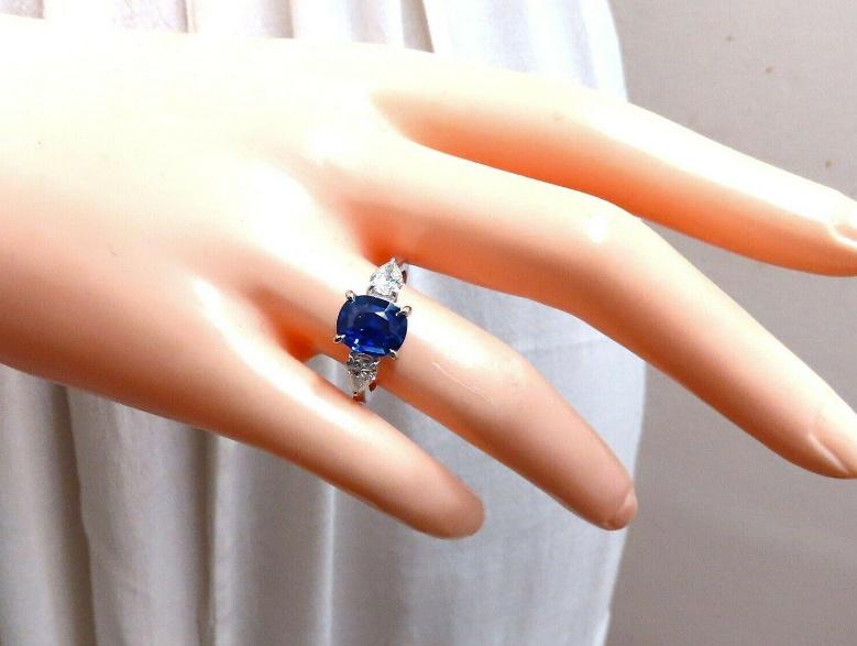 GIA Certified 2.94ct Natural No Heat Blue Sapphire Diamonds Ring 14kt #12347