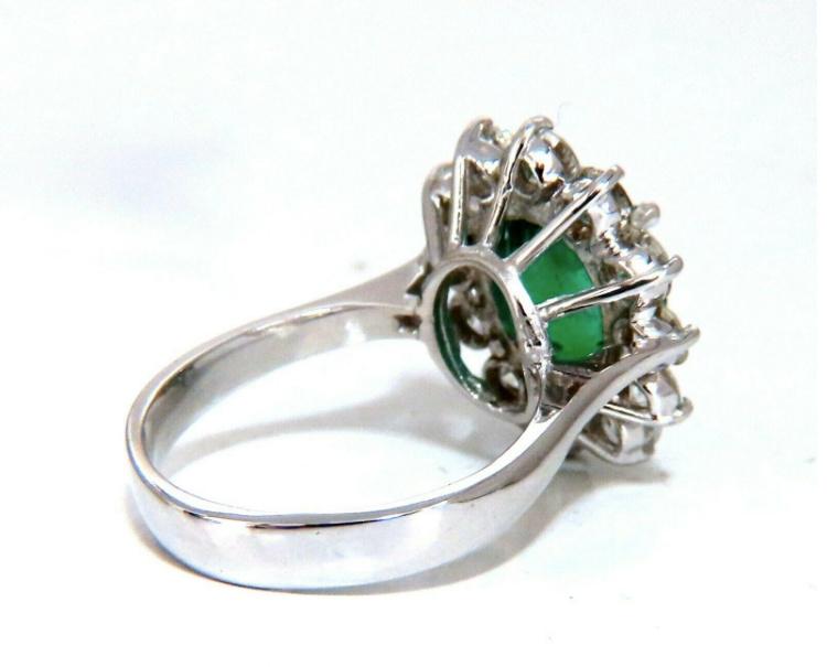 GIA Certified 4.40ct Natural Green Emerald Diamonds Ring 18kt Halo Prime 12351