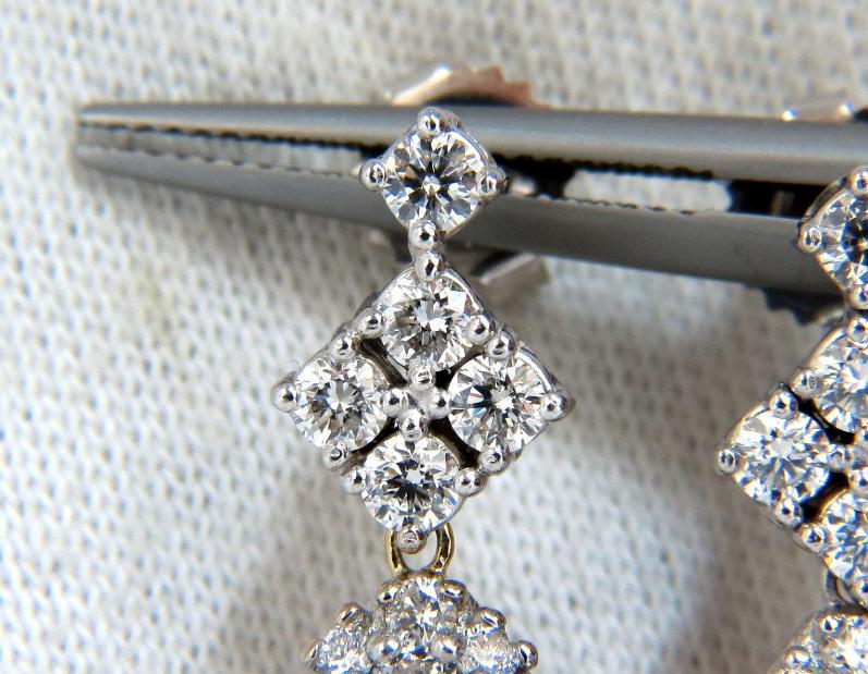 6.50ct. Natural Round Diamonds Dangle Pear Cocktail Earrings 14kt 12357