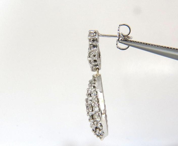 6.50ct. Natural Round Diamonds Dangle Pear Cocktail Earrings 14kt 12357