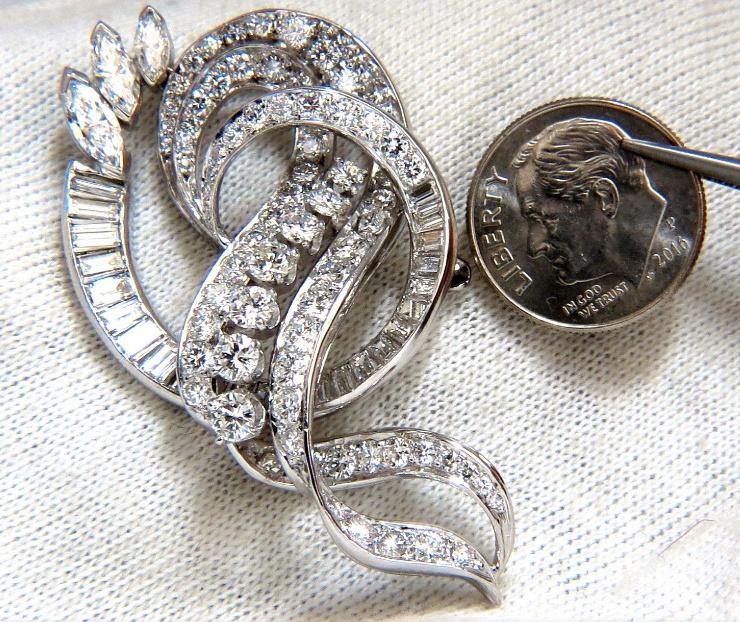 8.00Ct. Diamonds Platinum Art Deco Style Brooch 12359