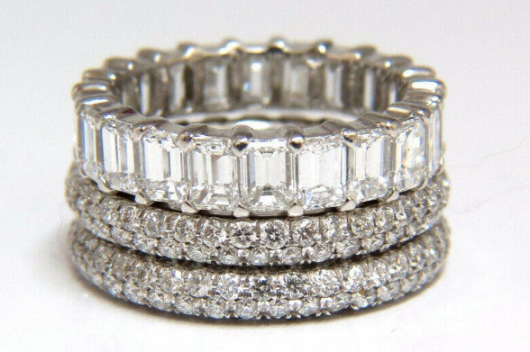 10.63ct Natural Round Baguette Diamond Rings Stacking 3 Revolver Platinum 14kt